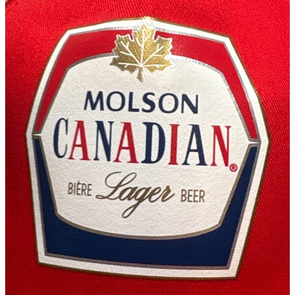 Molson Canadian Hat Cap Lager Beer Logo Adjustable Red Trucker Mesh Back NWOT - Picture 5 of 6